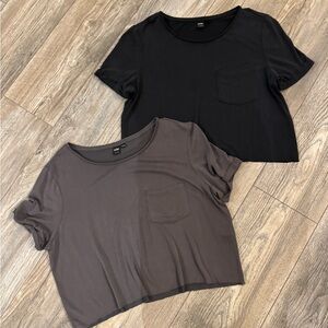 Simons icone Black and Gray Crop Tops